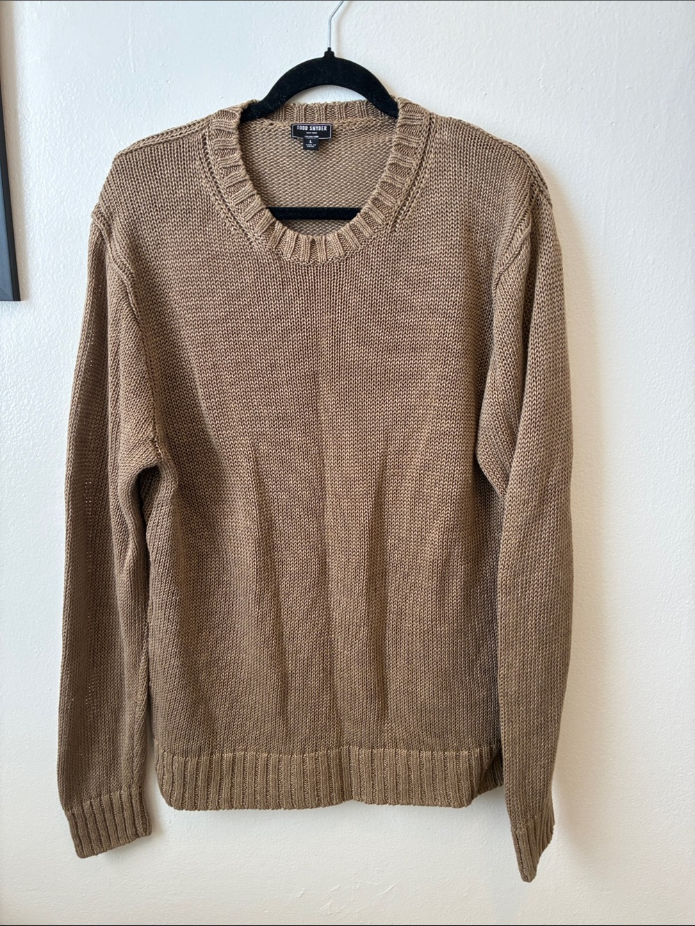 Todd Snyder Men's Crewneck Sweater in Taupe Brown linen